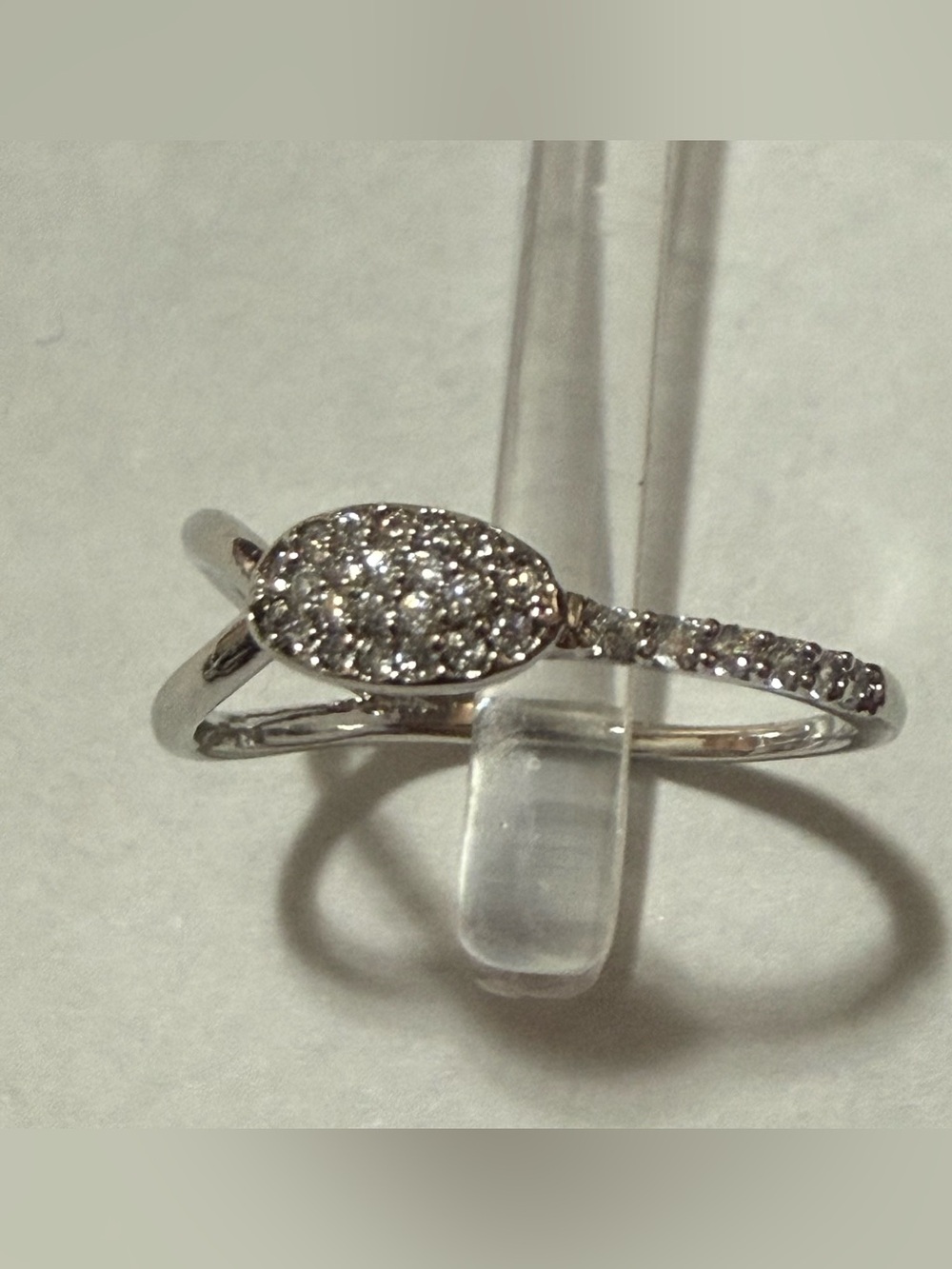 Rhodium Electroplated Pavé Oval CZ Stackable Ring
